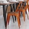 Flash Furniture Orange Metal Stack Chair with Teak Poly Resin Seat CH-31230-OR-PL1T-GG - alternate 6